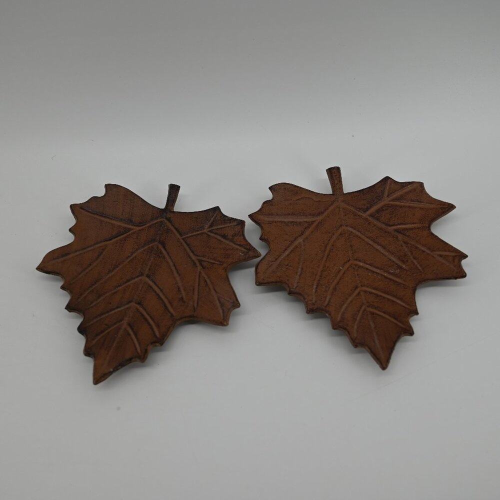 Fall Home Candle Holder Decor Metal Maple Leaf Plates Trays Trivets Footed